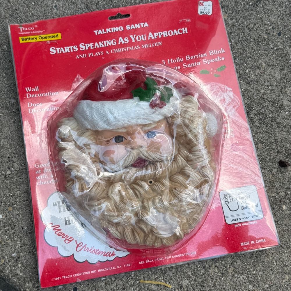 Vintage Telco Talking Santa Motion‎ Activated Wall Door Decor TESTED
